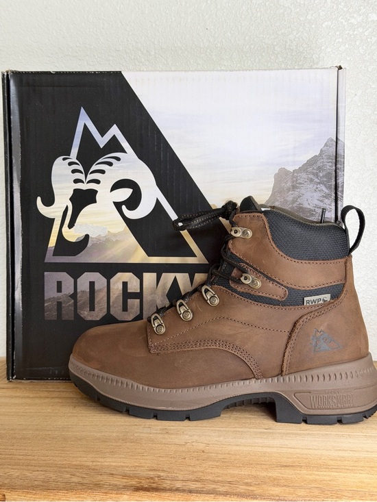 Rocky Worksmart 6” Waterproof Leather Composite Toe Work Boots size 8 W